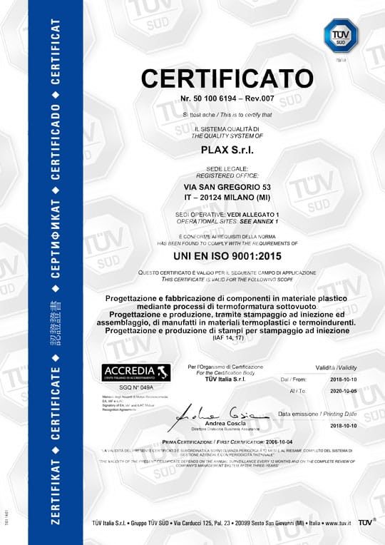 UNI EN ISO 9001: 2015 