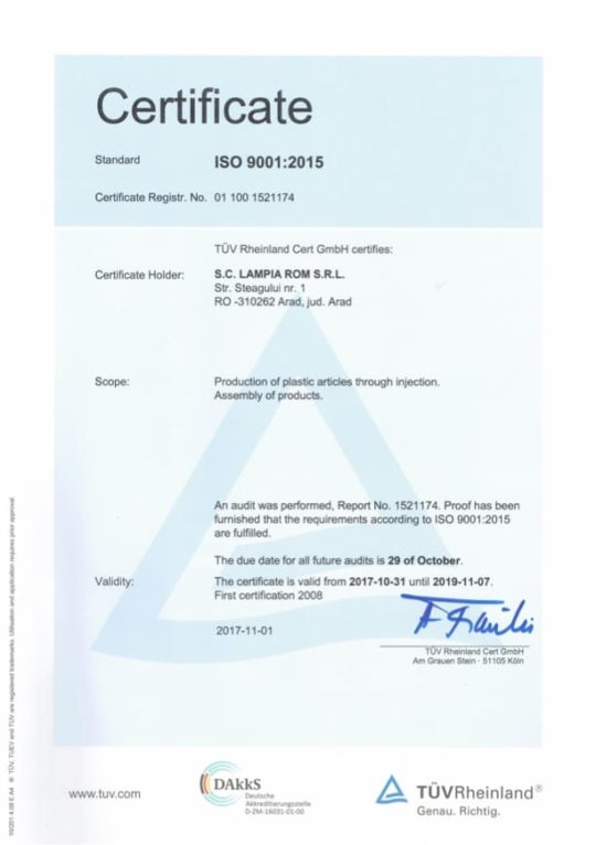 UNI EN ISO 9001: 2015 